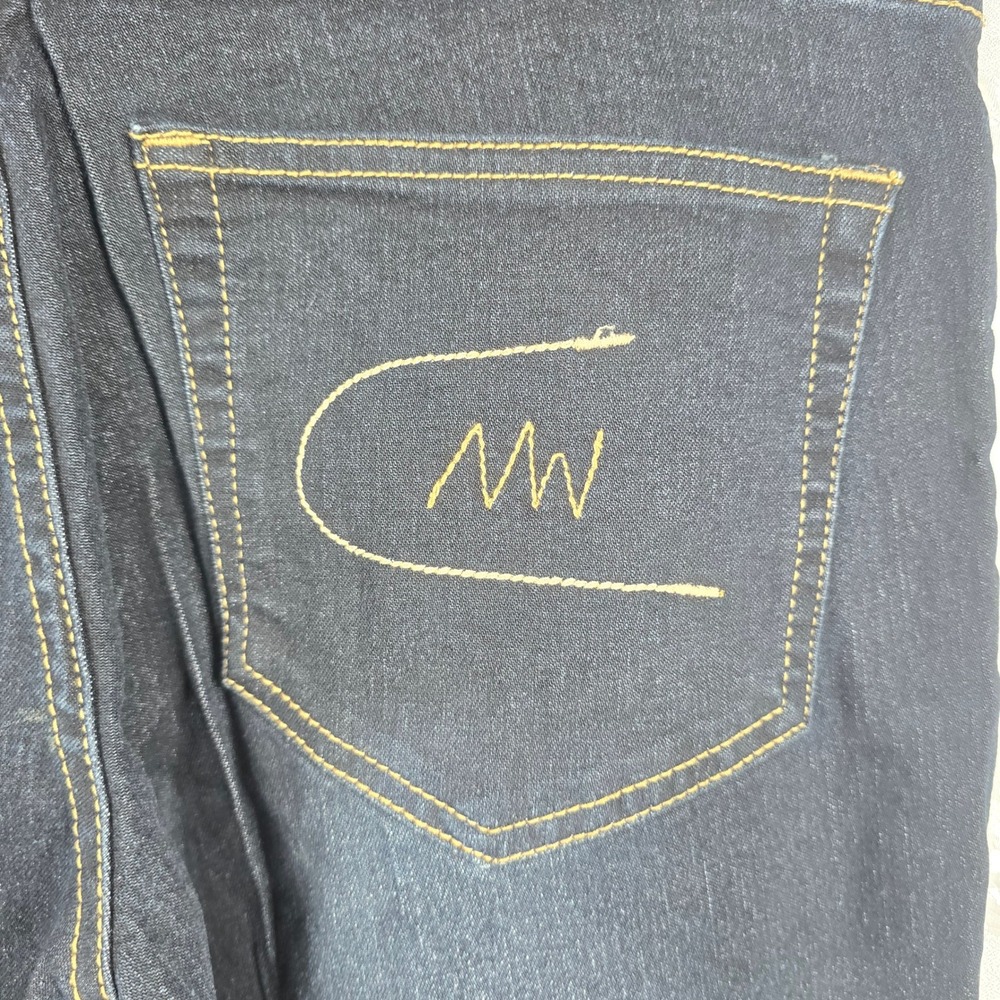 NWC‎ The Needlework by Sonny Chugani Jeans Women 34 Dark Blue Flare Leg Beaded - Picture 14 of 16